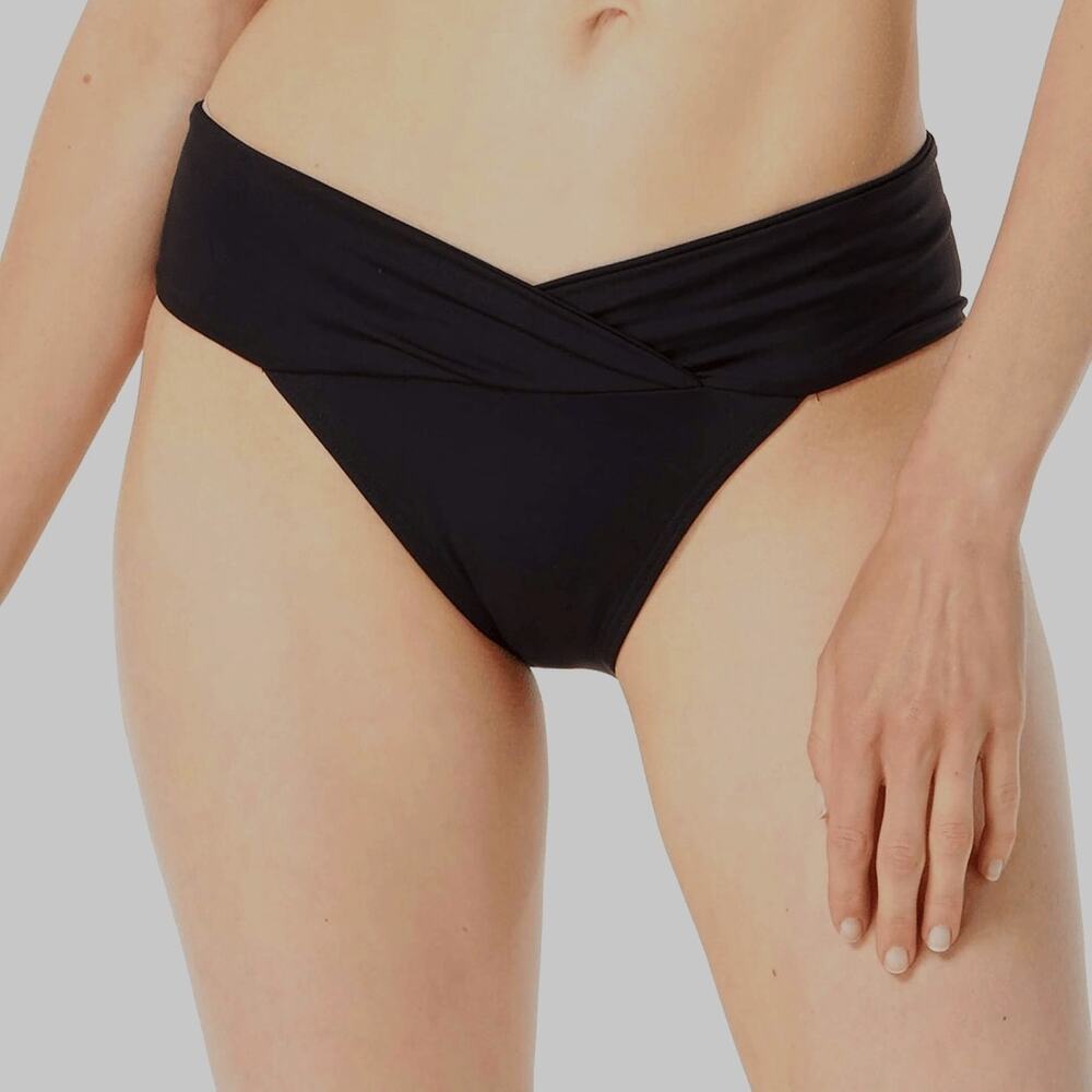 Michael Kors Euro Gathered Bikini Bottom - Black Iconic Solids, Size Small NWT